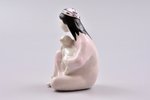 statuete, Meitene ar jēru, porcelāns, PSRS, Gžeļ, modeļa autors - T.Sapožņikova, 20 gs. 50tie gadi,...