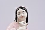 statuete, Meitene ar jēru, porcelāns, PSRS, Gžeļ, modeļa autors - T.Sapožņikova, 20 gs. 50tie gadi,...