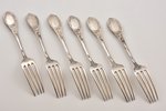 set of 6 forks, silver, 84 standard, 526.50 g, 21.5 cm, factory of Klingert Gustav Gustavovich, Russ...