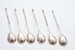 set of 6 coffee spoons, silver, 84 standard, 66.60 g, engraving, gilding, 11.6 cm, Yagunova Alexandr...