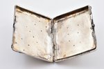 портсигар, серебро, 88 проба, 117.80 г, золотая накладка, 8.7 x 7 x 1.6 см, фирма "Фаберже", 1896-19...