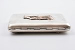 cigarette case, silver, 88 standard, 117.80 g, golden onlay detail, 8.7 x 7 x 1.6 cm, "Fabergé", 189...
