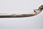spoon, silver, 84 standard, 22.95 g, cloisonne enamel, gilding, 14.2 cm, by Nikolay Zverev, 1896-190...