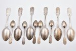 комплект из 12 ложек: 6 суповых ложек и 6 чайных ложек, серебро, 84 проба, 1896-1907 г., 569.45 г, м...