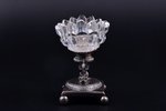 caviar server, silver, 950 standard, total weight of item 158.30, glass, h 9 cm, 1819-1838, France,...