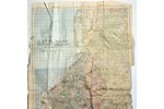 map, Cleared of mines territory of Aizpute region, Latvia, USSR, 1945, 121.5 x 65.5 cm, glued along...