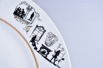 sienas šķīvis, autordarbs vienā eksemplārā par godu A.S. Puškina 180 gadu jubilejai, porcelāns, Rīga...