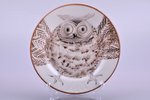 decorative plate, "Owl", porcelain, sculpture's work, handpainted by Natalia Laminska, Riga (Latvia)...
