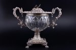 cup, silver, 950 standard, glass, h 24.5 cm, France...