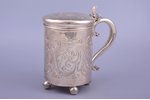 beer mug, silver, 84 standard, 557.25 g, engraving, 17.2 cm, by Tegelsten Carl Johann, 1852, St. Pet...