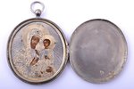 medaljons, Ibērijas Dievmāte, gleznojums uz metāla, sudrabs, zeltījums, māksliniecisks gravējums, 84...