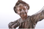 figurine, Boy with slingshot, by H. Tremo, regule, h 42 cm, weight 2300 g., France, sculptor's work...