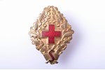 badge, Red Cross, Samaritan courses, № 304, Latvia, the 30ies of 20th cent., 34 x 26.5 g...