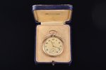 pocket watch, "Chopard", Switzerland, gold, 14 K standart, 67.56 g, 5.9 x 5 cm, Ø 50 mm, in a case,...