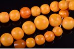 beads, amber, diameter of beads 1 - 1.6 cm, 39.92 g., necklace lenghth 44 cm, clasp made of pressed...