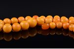beads, amber, diameter of beads 1 - 1.6 cm, 39.92 g., necklace lenghth 44 cm, clasp made of pressed...
