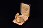 pocket watch, "Omega", Switzerland, gold, 585 standart, 94.16 g, 6.3 x 5.2 cm, Ø 52 mm, in a case, w...