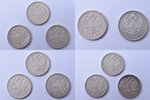 1 рубль, 1895-1900 г., 11 монет, серебро, Российская империя...