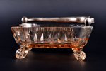 candy-bowl, silver, 875 standard, glass, Iļģuciems glass factory, 19 x 18.7 cm, h (with handle) 17.4...