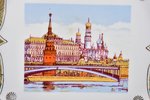 настенная тарелка, "Вид Москвы", фарфор, Дулево, СССР, Ø 35.8 см...