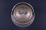 cookie tray, silver, "Barrel", 84 standard, weight of silver lid 35.75, gilding, glass, Ø 9.3 cm, h...