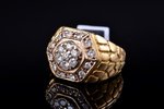 a ring, gold, 585, 750 standard, 10.45 g., the size of the ring 18.5, diamonds...