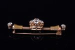 a brooch, gold, 56 standard, 9.80 g., the item's dimensions 5.5 x 1.4 cm, diamonds, 1908-1917, Russi...