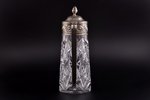 jug, silver, 84 standard, gilding, crystal, h 30 cm, "Grachev Brothers", 1908-1917, St. Petersburg,...