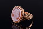 a ring, cameo, gold, 585(?) standart, 5.11 g., the size of the ring 17.75, Austria-Hungary...