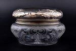 case, silver, 950 standard, weight of silver lid 146.55, gilding, glass, Ø 12.5 cm, h 8.7 cm, France...