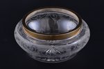 case, silver, 950 standard, weight of silver lid 146.55, gilding, glass, Ø 12.5 cm, h 8.7 cm, France...