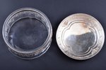 case, silver, 950 standard, weight of silver lid 62.30, gilding, glass, Ø 10.6 cm, h 6.9 cm, France...
