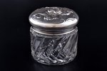 case, silver, 950 standard, weight of silver lid 64.65, gilding, glass, Ø 9.4 cm, h 9.7 cm, France...