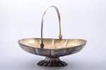 fruit dish, silver, 84 standard, 689.80 g, gilding, 31.8 x 24.1 cm, h (with handle) 26.5 cm, by Mikh...