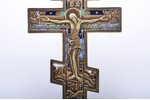 крест, Распятие Христово, медный сплав, 4-цветная эмаль, Российская империя, рубеж 19-го и 20-го век...