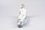 figurine, Sunbathe boy, porcelain, Riga (Latvia), USSR, sculpture's work, molder - T. Berent, 9x20 c...