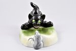 figurine, ashtray "A Cat and a Mouse", porcelain, Riga (Latvia), M.S. Kuznetsov manufactory, the 20-...