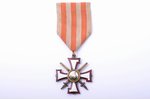 the Order of the Bearslayer, № 696, 3rd class, silver, enamel, Latvia, 20-30ies of 20th cent., ename...