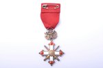 the Order of Vesthardus with swords, 5th class, NEW TAPE, silver, enamel, 875 standart, Latvia, 1938...