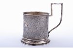 tea glass-holder, silver, "Troika", 84 standard, 114.60 g, niello enamel, h (with handle) 10.4 cm, Ø...