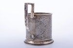tea glass-holder, silver, "Troika", 84 standard, 114.60 g, niello enamel, h (with handle) 10.4 cm, Ø...