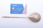 spoon, silver, 84 standard, 56.05 g, engraving, gilding, 20.1 cm, Russia...