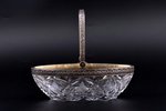 candy-bowl, silver, 84 standard, gilding, crystal, 20.3 x 9 cm, h (with handle) 17.4 cm, 1908-1917,...