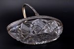 candy-bowl, silver, 84 standard, gilding, crystal, 20.3 x 9 cm, h (with handle) 17.4 cm, 1908-1917,...