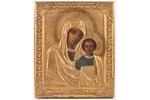 icon, Kazan icon of the Mother of God, in icon case, board, painting, brass, Russia, the end of the...