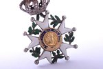 miniature badge, National Order of the Legion of Honour, silver, gold, enamel, France, 36 x 25.6 mm,...