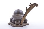 writing set, made of round shots, metal, the 19th cent., 10.2 x 15.2 x 10.2 cm, weight 1556 g...