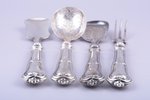 flatware set of 4 items, silver, 950 standard, 152.50 g, 19.9 - 18.8 cm, France, in a box...