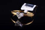 a ring, gold, 750, 18 k standard, 2.44 g., the item's dimensions 17.25 cm, diamonds, 2 brilliants ~...