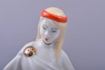 figurine, bookend - girl in traditional costume, porcelain, Riga (Latvia), USSR, Riga porcelain fact...